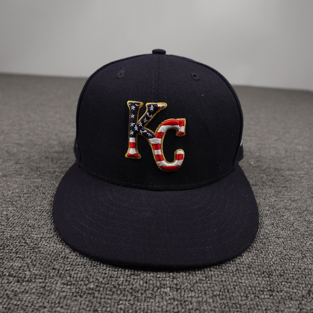Kansas City Royals Hat Cap Fitted Blue MLB Baseball USA Flag 59FIFTY New Era
